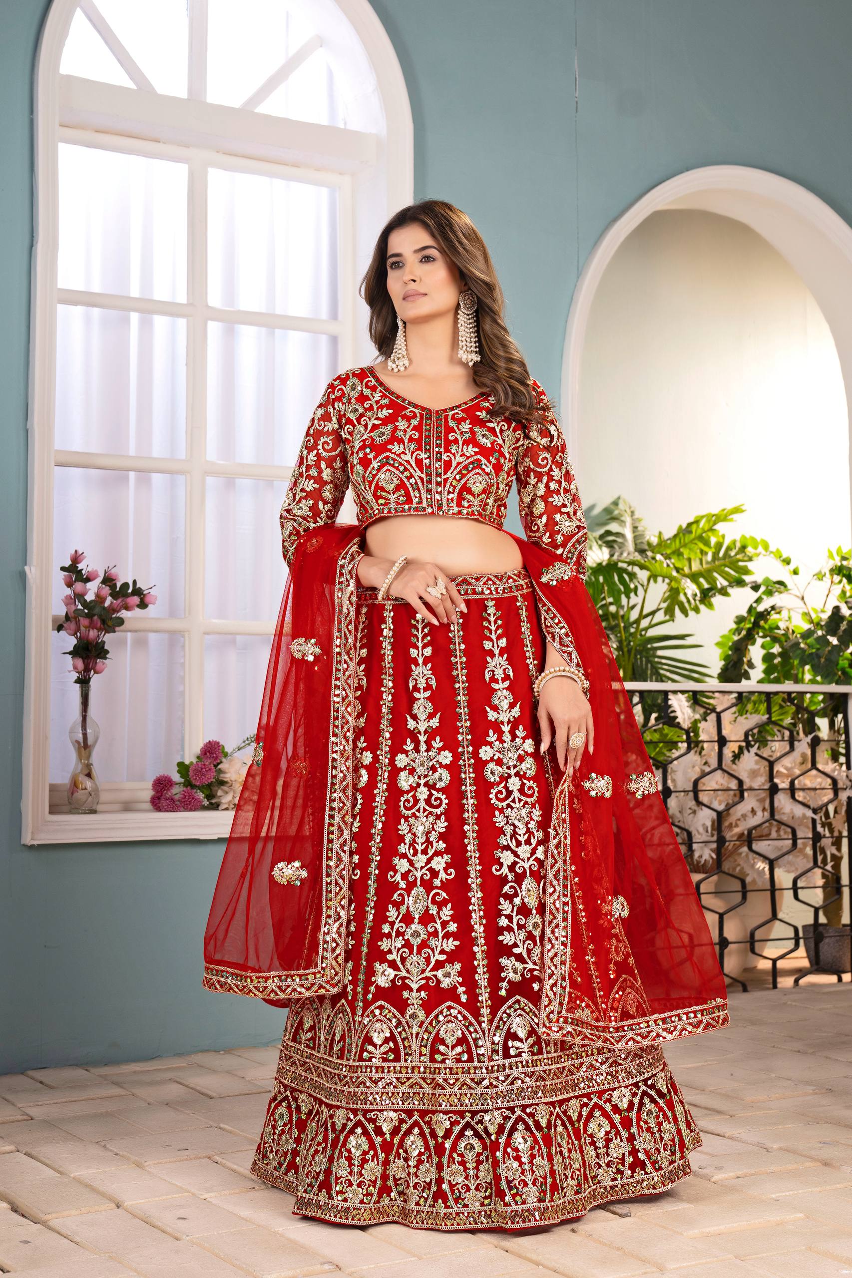 Lehenga Mart Designer Bollywood Style Wedding Wear Lehenga Choli - Red