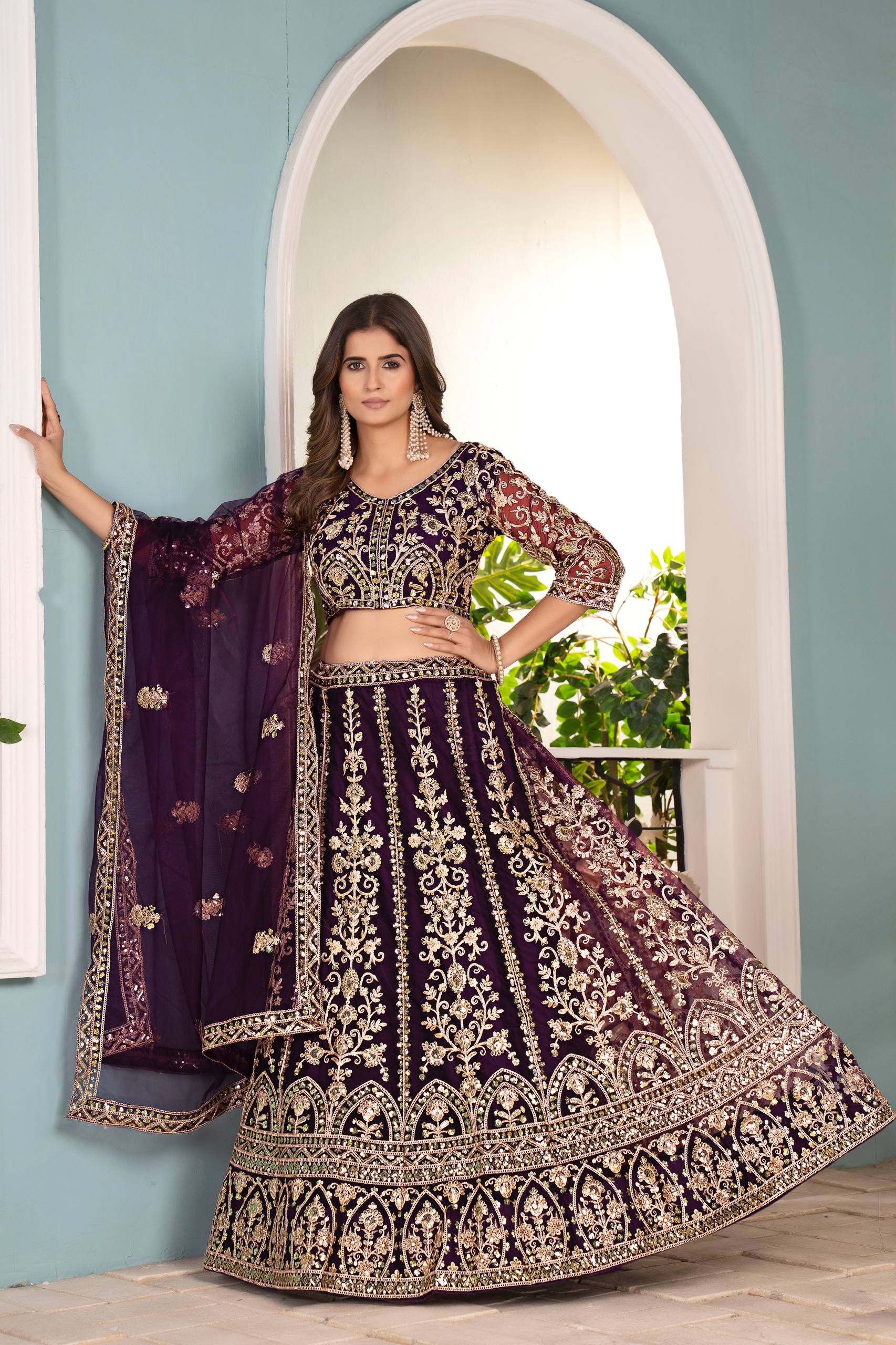 Lehenga Mart Designer Bollywood Style Wedding Wear Lehenga Choli - Wine