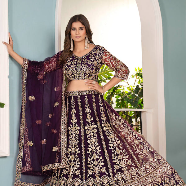 Lehenga Mart Designer Bollywood Style Wedding Wear Lehenga Choli - Wine - Distacart
