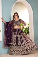 Thumbnail for Lehenga Mart Designer Bollywood Style Wedding Wear Lehenga Choli - Wine