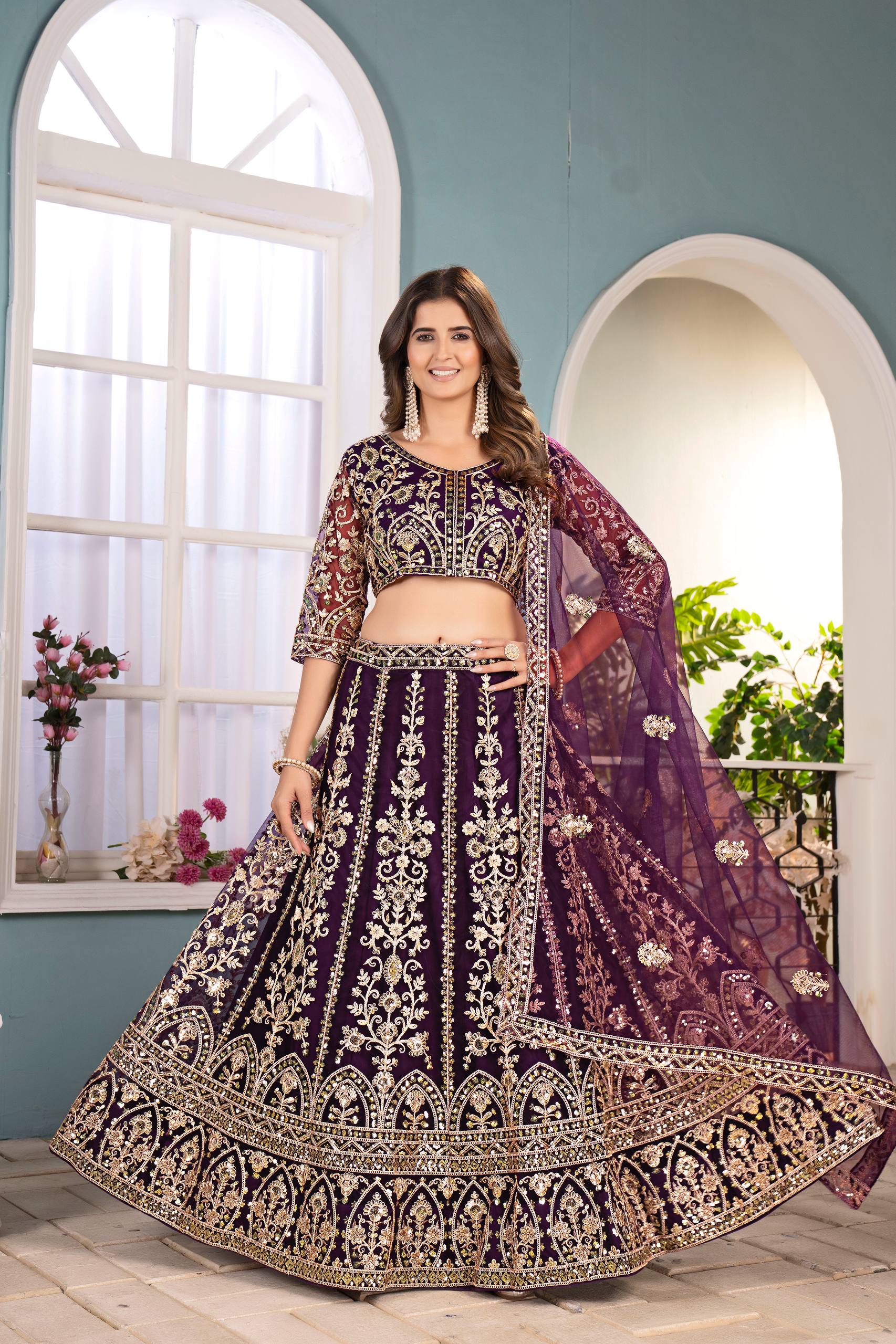 Lehenga Mart Designer Bollywood Style Wedding Wear Lehenga Choli - Wine