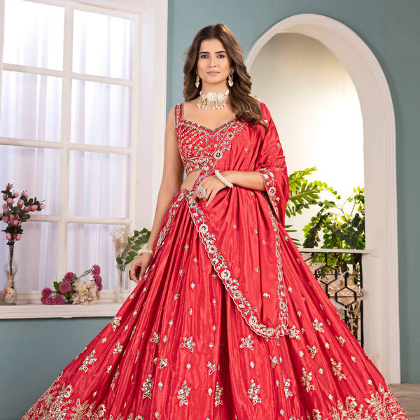 Lehenga Mart Designer Bollywood Style Wedding Wear Lehenga Choli - Red
