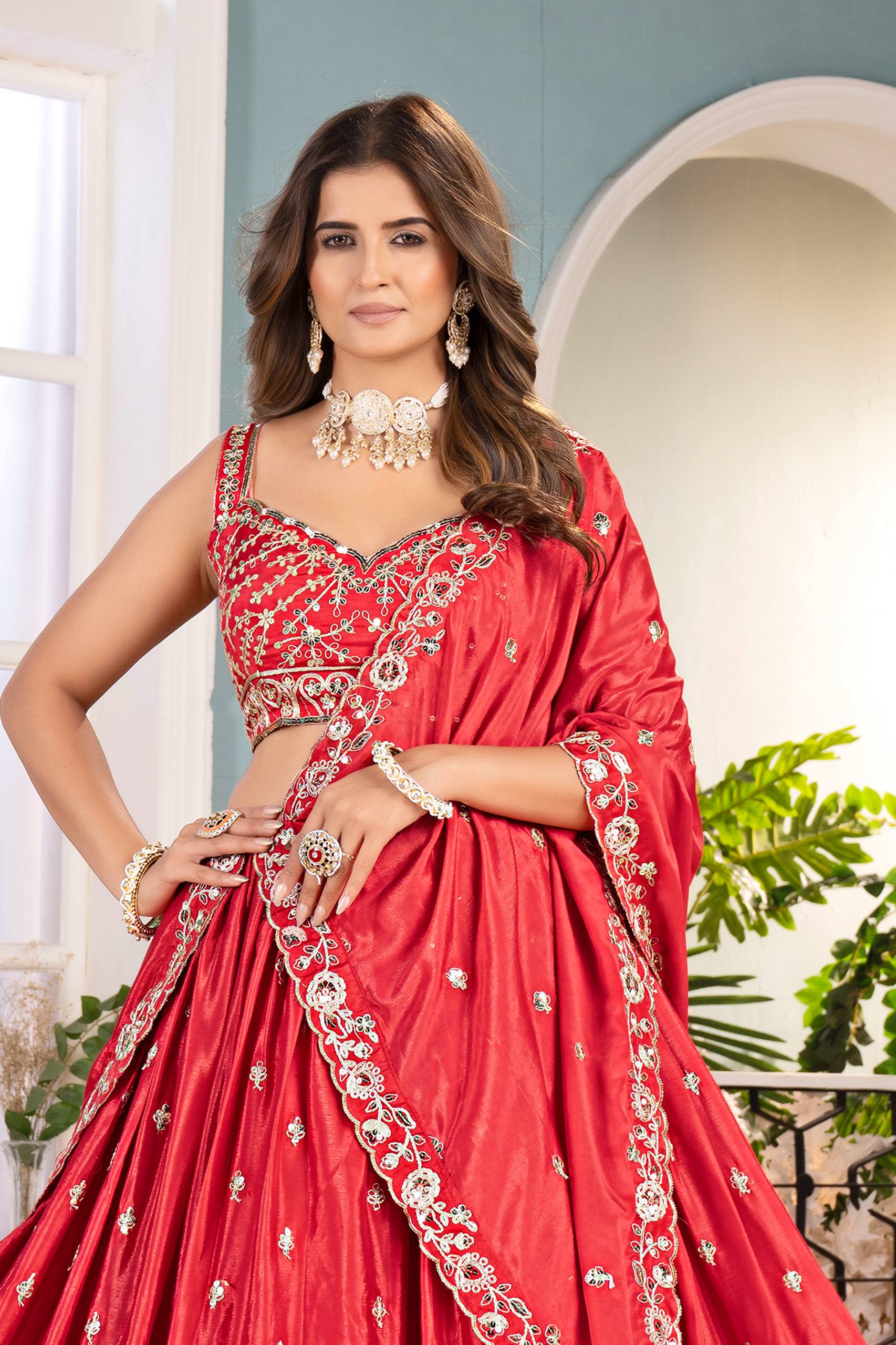 Lehenga Mart Designer Bollywood Style Wedding Wear Lehenga Choli - Red