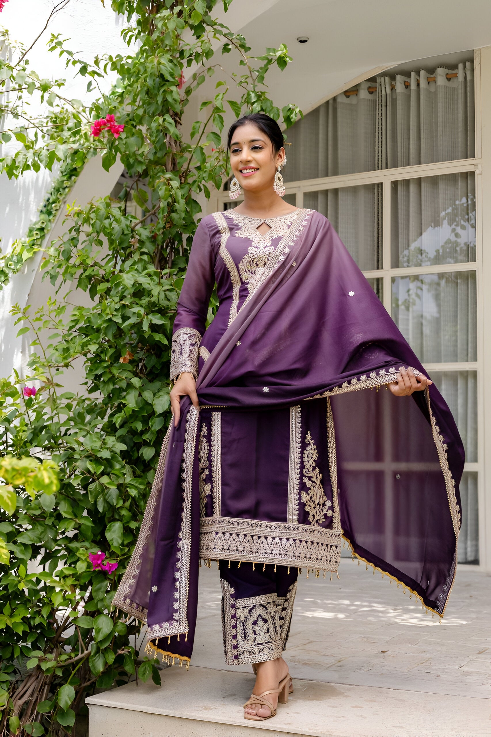 Lehenga Mart Designer Salwar Suit for Women or Girls - Purple - Distacart
