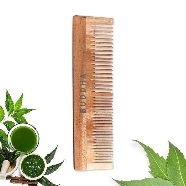 Buddha Natural Dual Tooth Kacchi Neem Wooden Comb - Distacart