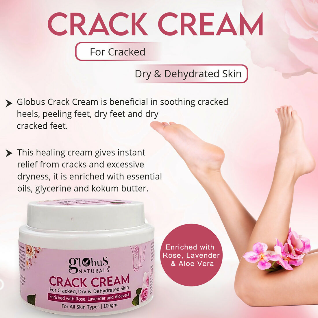 Globus Naturals Crack Cream Rose - Distacart