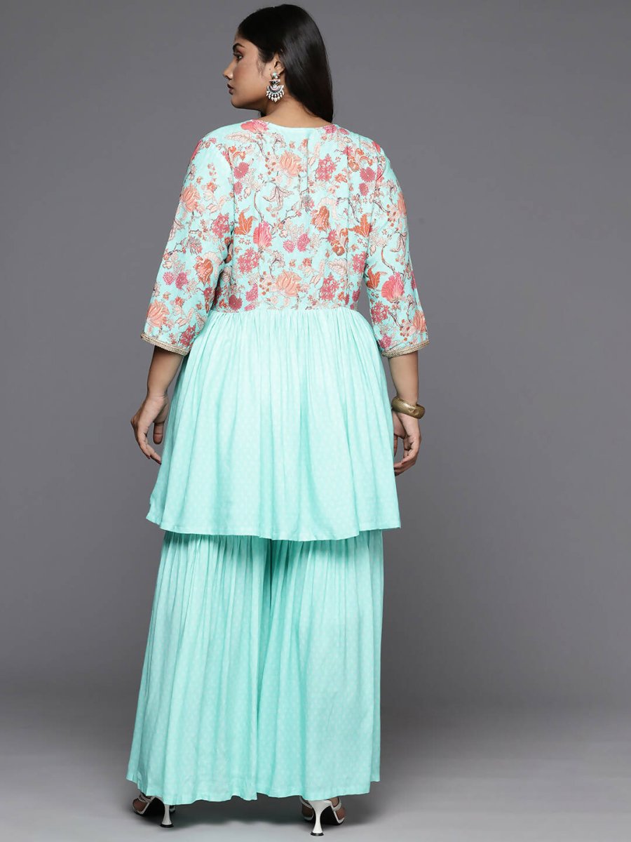 Ahalyaa Women's Traditional Wear Co-ords - Firozi - Distacart