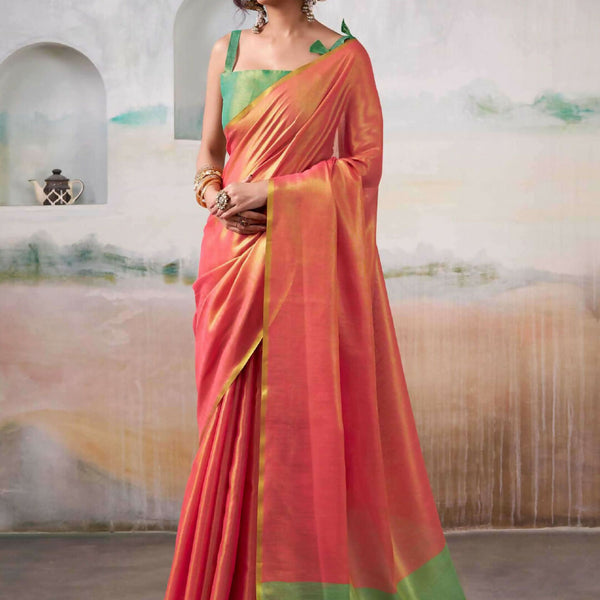 Astita Tissue Silk Peach Saree