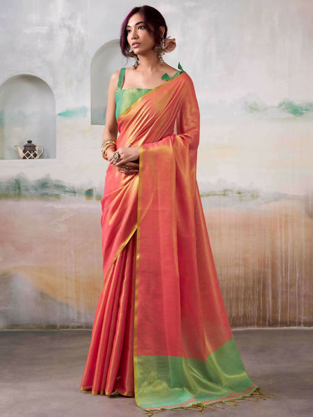 Astita Tissue Silk Peach Saree