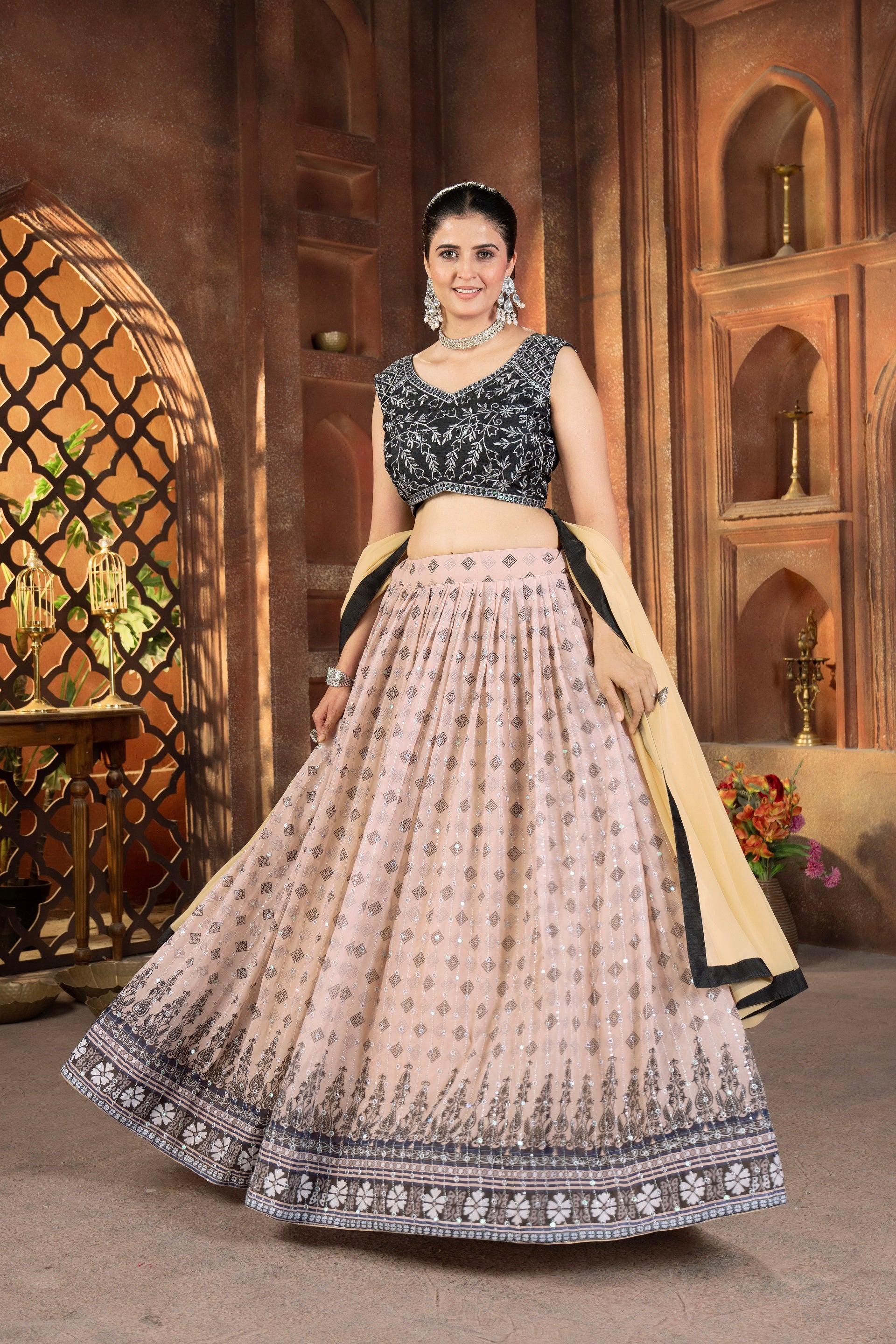 Lehenga Mart Designer Wedding Lehenga Choli For Women - Cream - Distacart