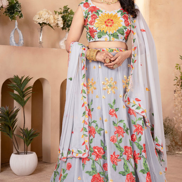 Lehenga Mart Designer Wedding Lehenga Choli For Women - Grey - Distacart