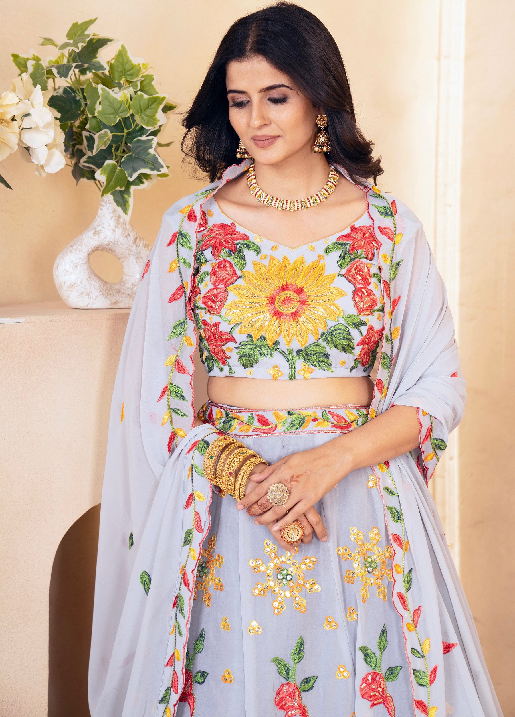 Lehenga Mart Designer Wedding Lehenga Choli For Women - Grey - Distacart