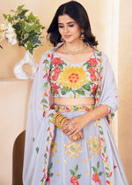 Thumbnail for Lehenga Mart Designer Wedding Lehenga Choli For Women - Grey - Distacart