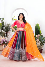 Thumbnail for Lehenga Mart Multicolor Georgette Desigenr Wedding Lehnega Choli