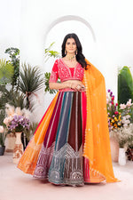 Thumbnail for Lehenga Mart Multicolor Georgette Desigenr Wedding Lehnega Choli