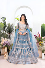 Thumbnail for Lehenga Mart Designer Wedding Lehenga Choli For Women - Sky Blue - Distacart