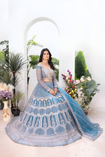 Thumbnail for Lehenga Mart Designer Wedding Lehenga Choli For Women - Sky Blue - Distacart
