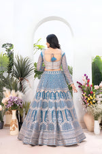 Thumbnail for Lehenga Mart Designer Wedding Lehenga Choli For Women - Sky Blue - Distacart