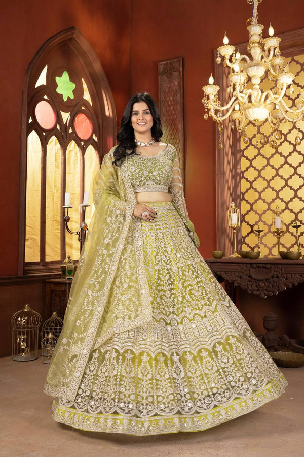 Lehenga Mart Designer Wedding Lehenga Choli For Women - Parrot Green - Distacart