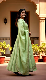Thumbnail for Lehenga Mart Premium Readymade Gown With Dupatta Set For Women-Pista - Distacart
