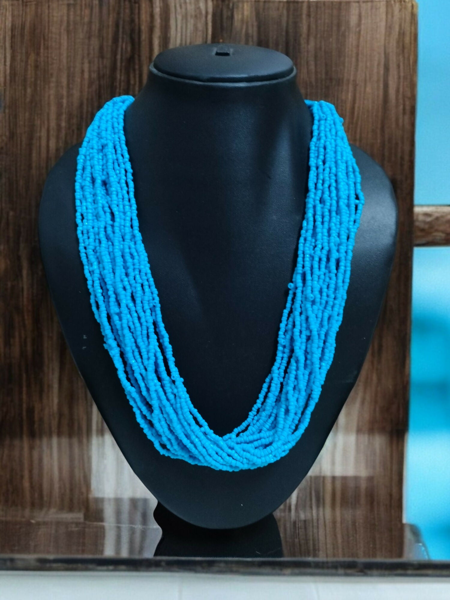 Inhanns Handmade Beaded Multilayer Necklace, 20 Layers - Skay Blue - Distacart