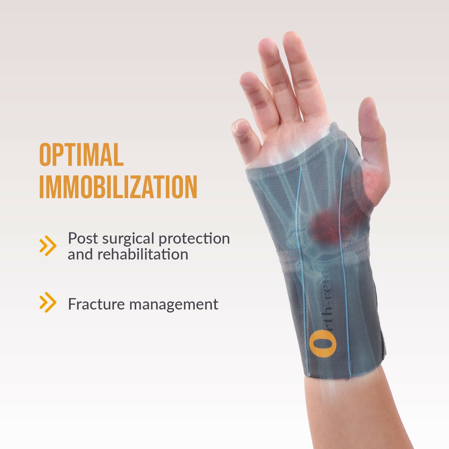 Orth-rem Elastic Wrist Support Brace For Right Hand with Removable Aluminum Splint