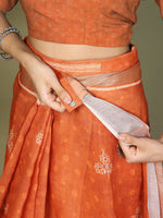 Thumbnail for Astita Cotton Orange Saree