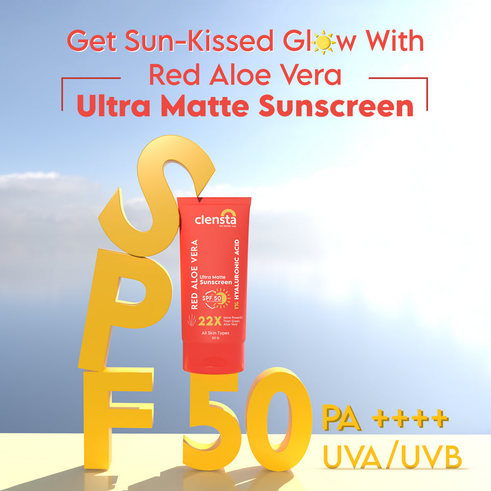 Clensta Red Aloe Vera Ultra Matte Sunscreen SPF 50 - Distacart