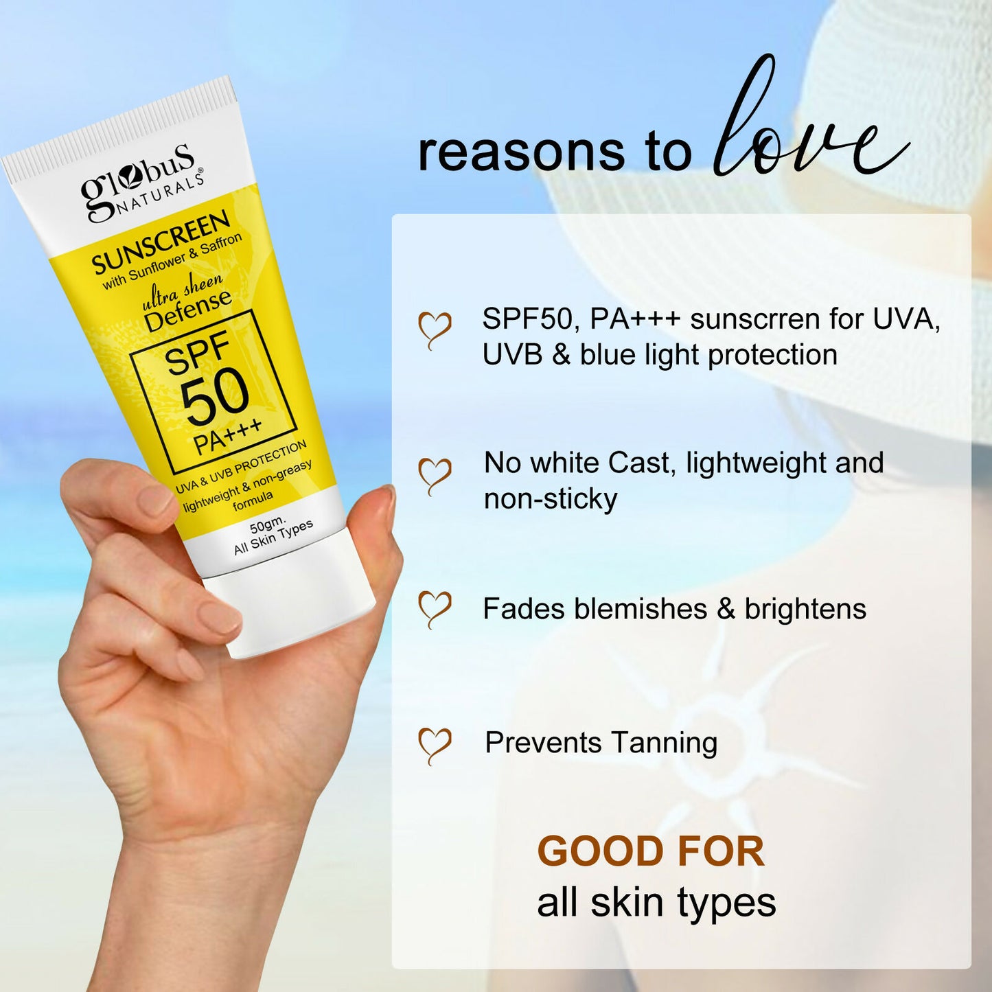 Globus Naturals Sunscreen with Ultra Sheen Defense - Distacart