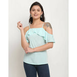 Thumbnail for Aastha Fashion Women's Mint Green Polyester Solid Casual Top - Distacart