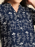 Thumbnail for Anubhutee Navy & White Printed Straight Kurti - Distacart