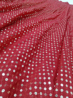 Thumbnail for Jyoti Fashion Gorgeous Gajri Red 5MM Ton To Ton Red Thread Embroidery Faux Georgette Lehenga Choli with Dupatta - Distacart