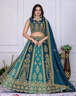 Thumbnail for Lehenga Mart Blue Georgette Desigenr Wedding Lehnega Choli