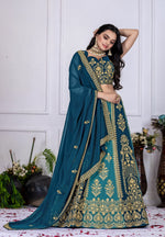 Thumbnail for Lehenga Mart Blue Georgette Desigenr Wedding Lehnega Choli