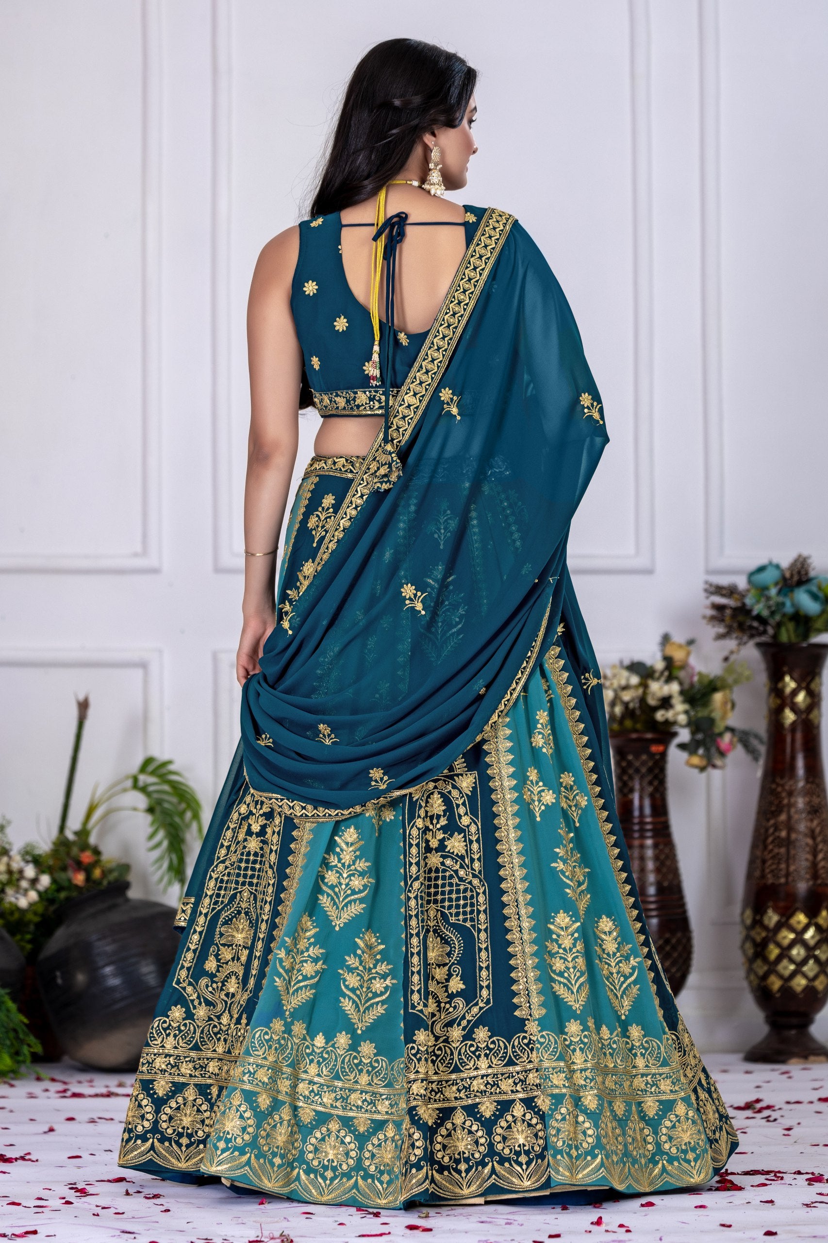 Lehenga Mart Blue Georgette Desigenr Wedding Lehnega Choli