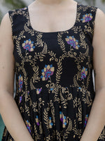 Thumbnail for The52 Black Women's Gorgeous Printed Muslin Fabric Flared Kurta Pant and Dupatta Set - Distacart