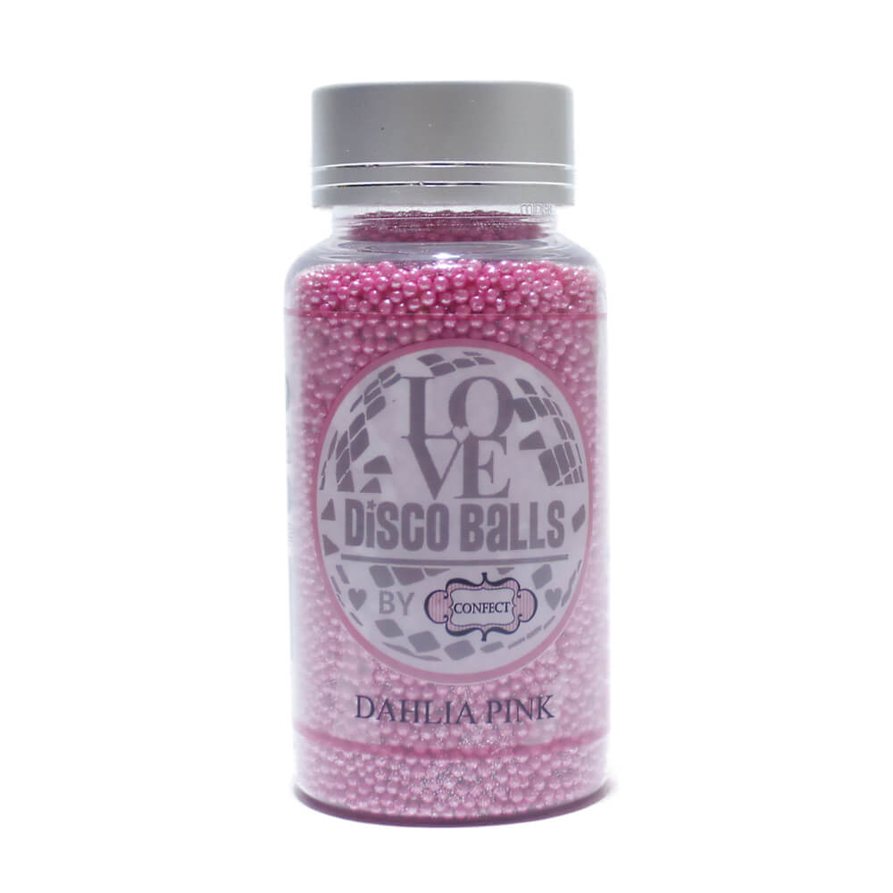 confect dahlia pink disco balls sprinkles 3 mm 120 gms