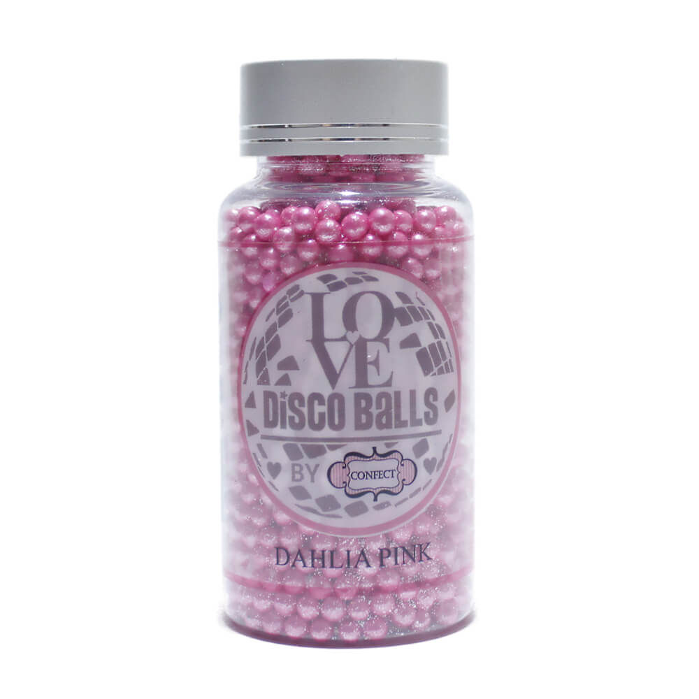 confect dahlia pink disco balls sprinkles 5 mm 120 gms
