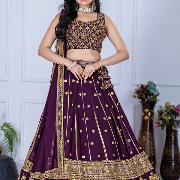 Lehenga Mart Designer Wedding Lehenga choli for Women - Wine - Distacart