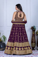 Thumbnail for Lehenga Mart Designer Wedding Lehenga choli for Women - Wine - Distacart