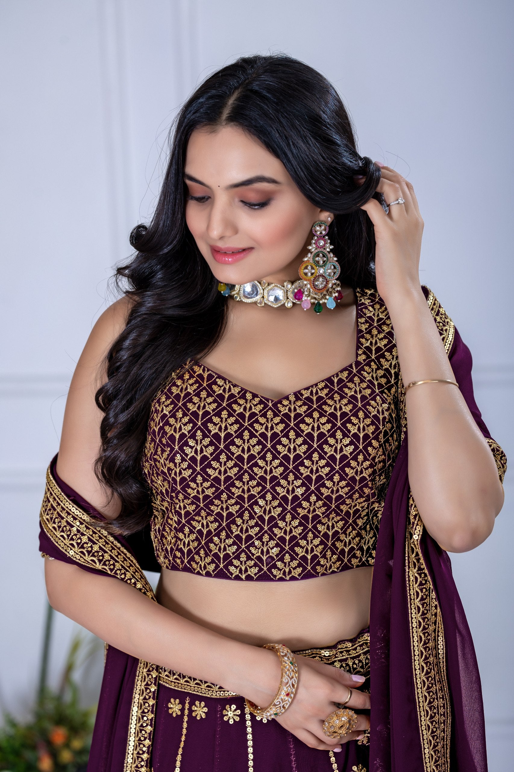 Lehenga Mart Designer Wedding Lehenga choli for Women - Wine - Distacart