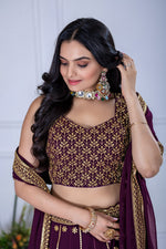 Thumbnail for Lehenga Mart Designer Wedding Lehenga choli for Women - Wine - Distacart