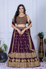 Thumbnail for Lehenga Mart Designer Wedding Lehenga choli for Women - Wine - Distacart