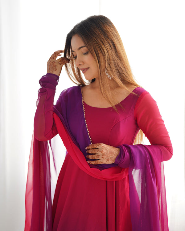 Evanik Pink Pure Soft Georgette Colorful Padding Anarkali Suit