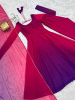 Thumbnail for Evanik Pink Pure Soft Georgette Colorful Padding Anarkali Suit