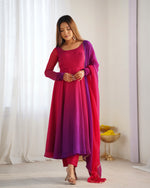 Thumbnail for Evanik Pink Pure Soft Georgette Colorful Padding Anarkali Suit