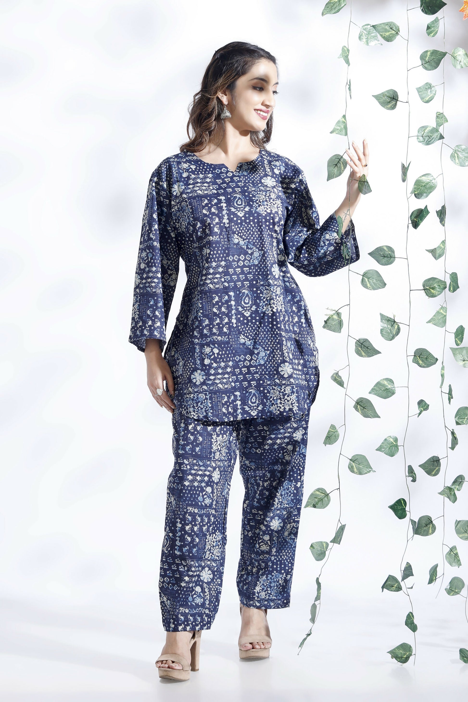Breathables Abstract Cotton Co-Ord Set – Blue - Dista