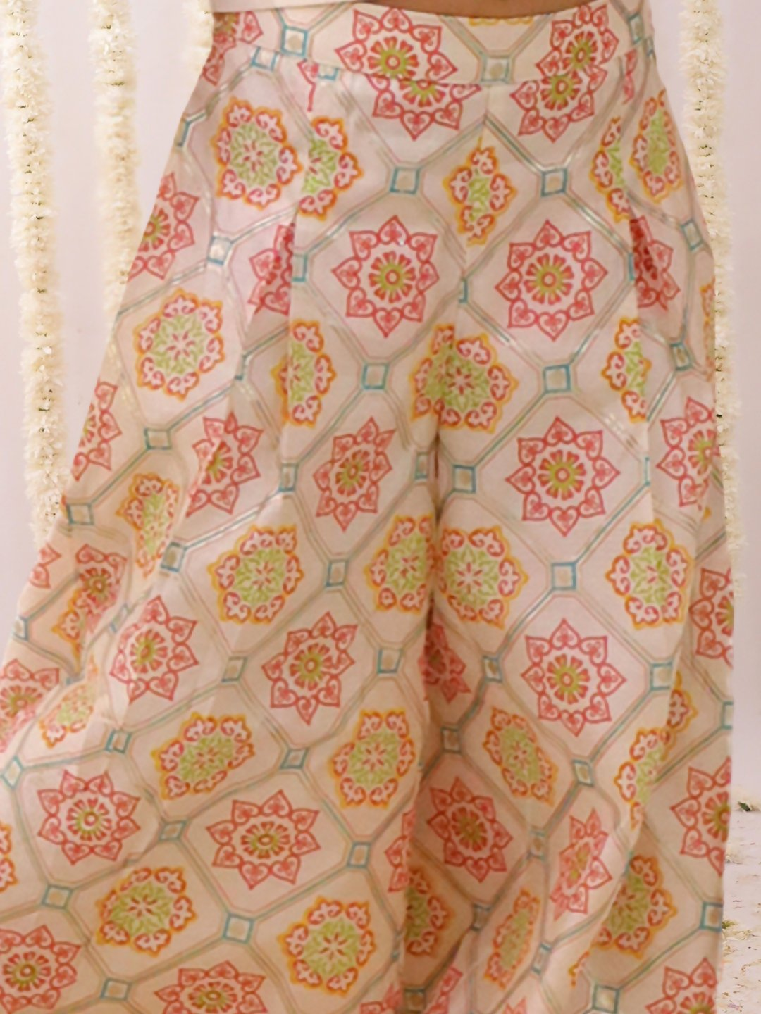 Lil Drama Mishti Off White Top and Pant Set For Girls