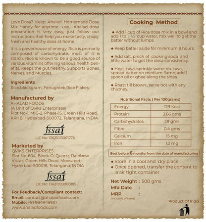 Ahalad Foods Rice Dosa Mix - Distacart
