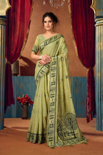 Thumbnail for Jyoti Fashion Women's Green Modal Zari Woven Saree with Blouse - Dista